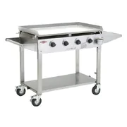 BeefEater Clubman 4 Burner Clubman 4 Burner Flat Top LPG BBQ and Trolley - Stainless Steel BD16440