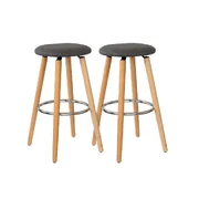 Lenoxx 2 Cotton Steel Modern Padded Barstools - Grey/Wood BS1246G