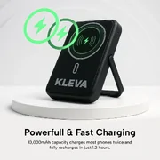 Kleva ChargAway 6-in-1 Compact Wireless Power Bank - Black KPWB-BLACK