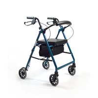 Hero Medical 6″ Standard Seat Walker – Blue | 140kg Rollator Walker